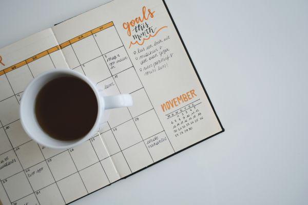 goals journal ideas with coffee for a blog post on the topic new month new goals