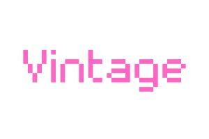 "vintage" written in Retropix font